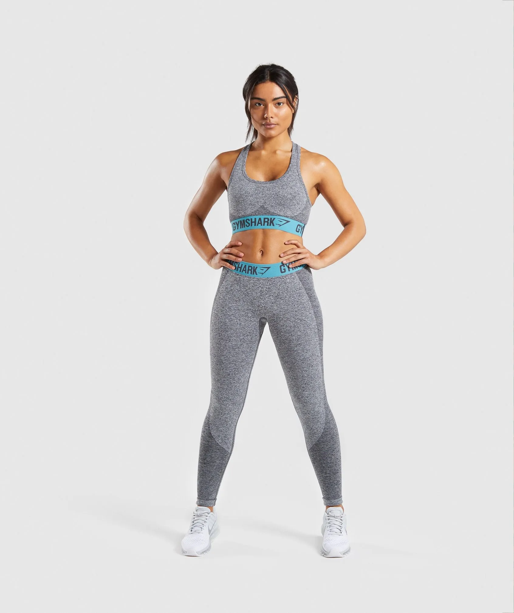 Gymshark Flex Sports Bra - Charcoal Marl/Dusky Teal