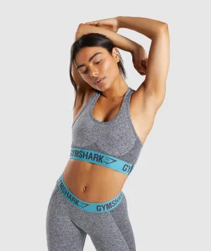 Gymshark Flex Sports Bra - Charcoal Marl/Dusky Teal