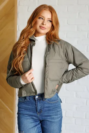 Hear Me Out Lightweight Puffer Jacket in Olive - 11/1
