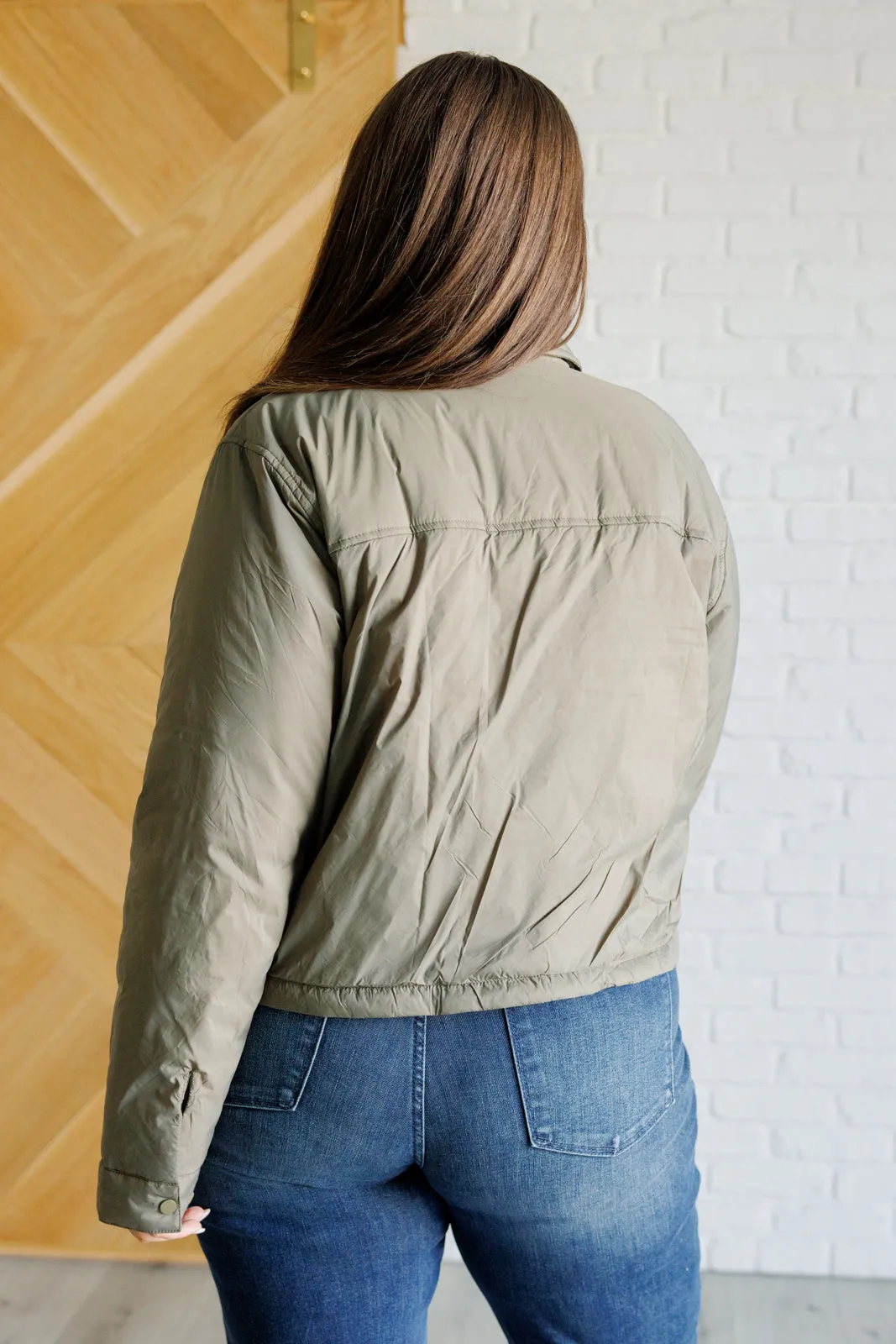 Hear Me Out Lightweight Puffer Jacket in Olive - 11/1
