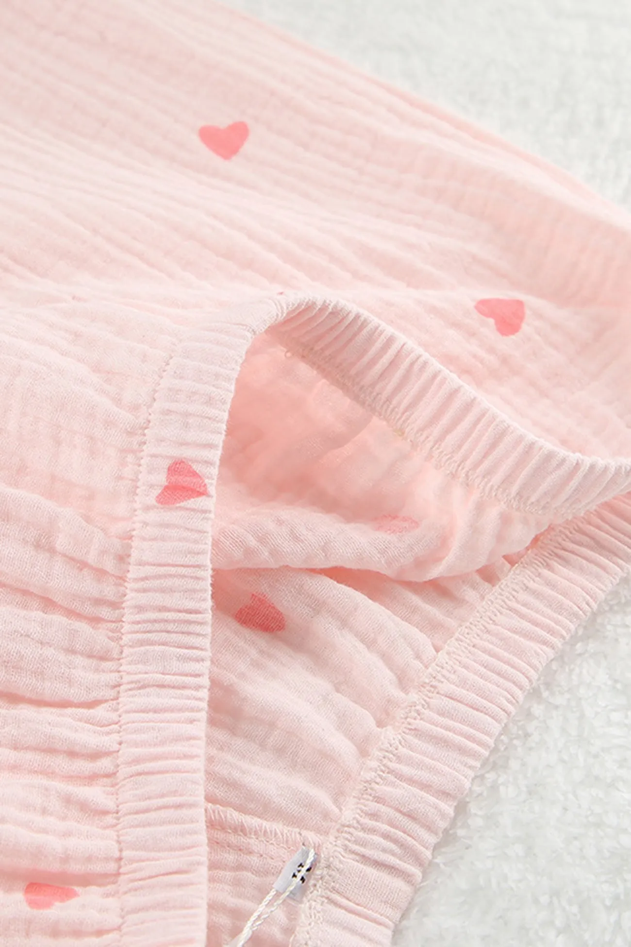 Heart Print Blouse Shorts Cotton Loungewear
