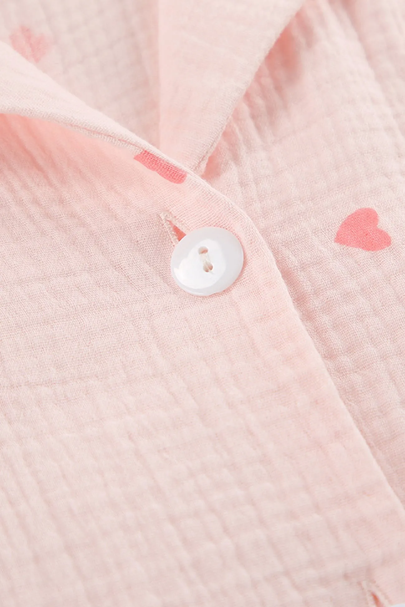 Heart Print Blouse Shorts Cotton Loungewear