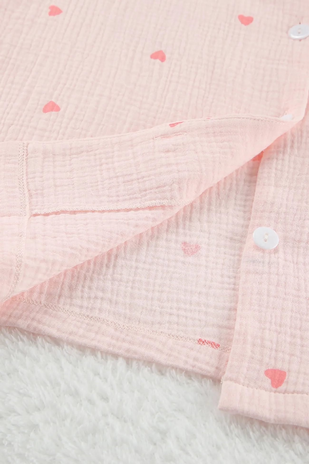 Heart Print Blouse Shorts Cotton Loungewear