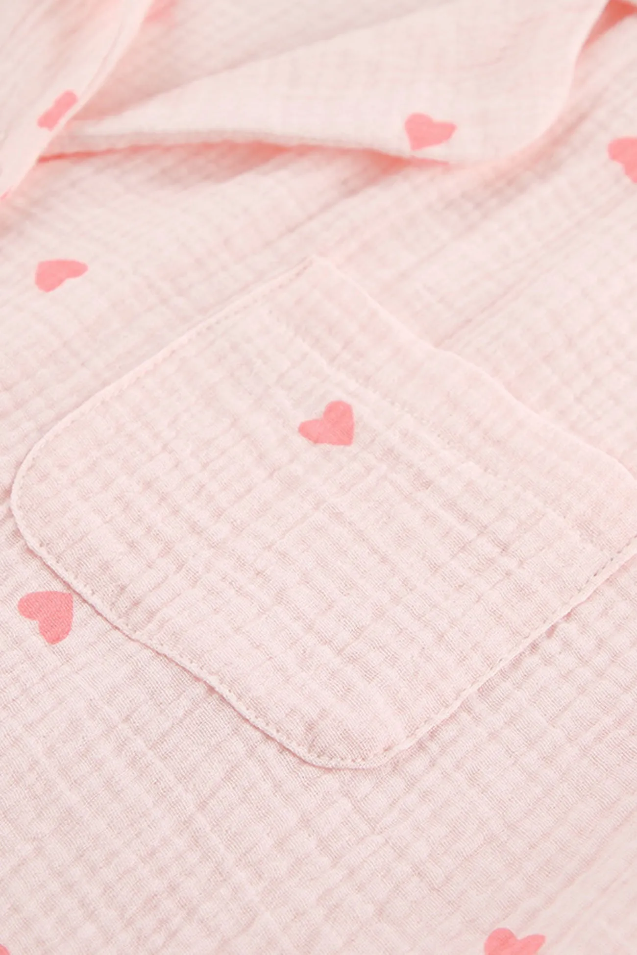 Heart Print Blouse Shorts Cotton Loungewear