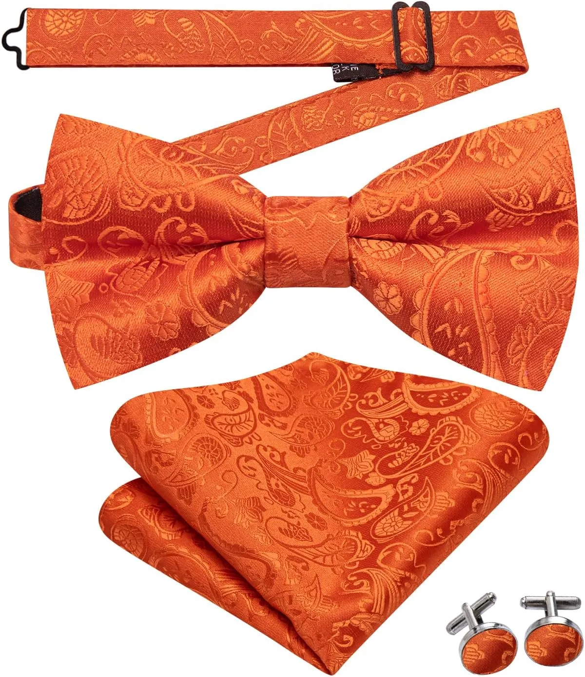 Hi-Tie Men's Silk Vest Bowtie Set Formal Suit Vest Jacquard Tie Handkerchief Cufflinks 5PCS Dress Waistcoats Wedding