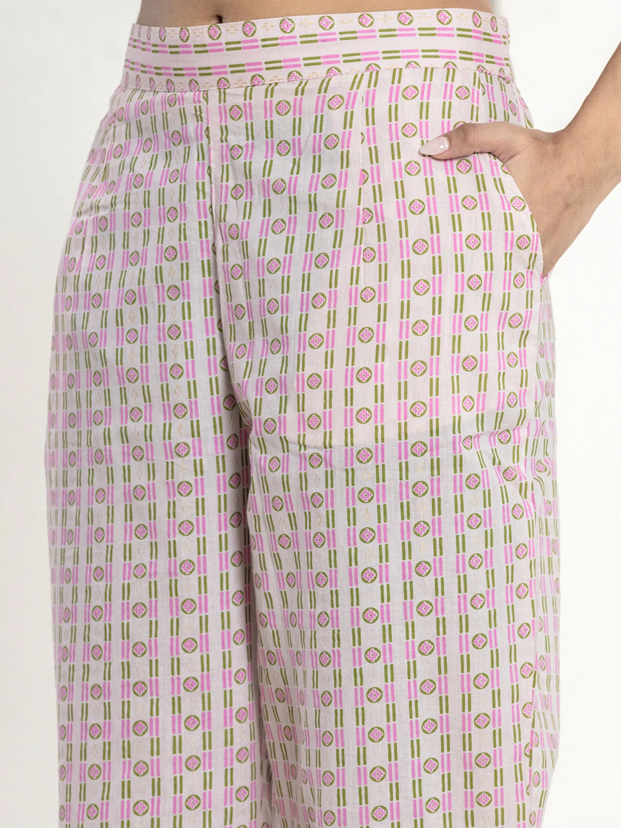 High Low Rosy Gold Pure cotton Hand Printed Loungewear