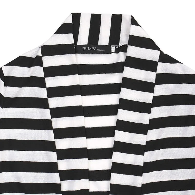 High Quality Autumn Striped Printed Elbow Patch Knitted Cardigan