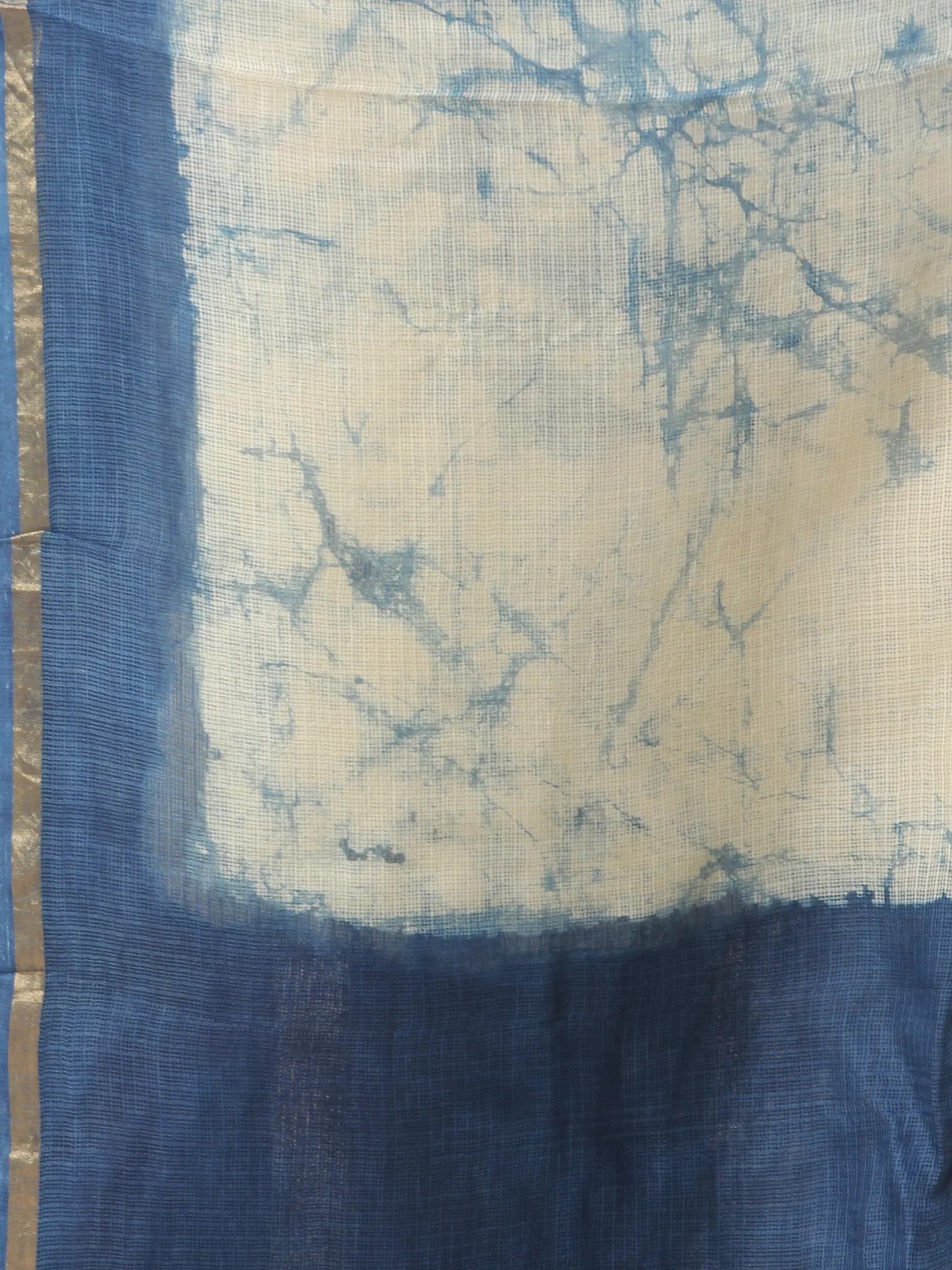 Indigo Kota Silk Hand Brush Painted Dupatta - D04170765
