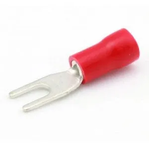 Insulated 3.7mm Fork Terminal - 0.5-1.5mm² Cable (Red) Pack of 100