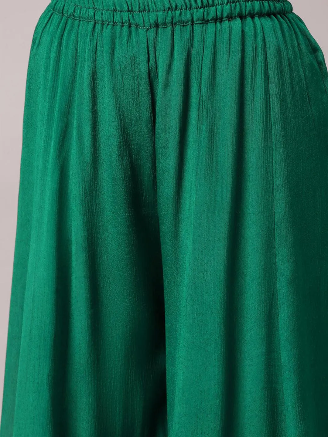 Jashvi Gota Work Green Bandhani Print georgette Kurta Palazzo Set with Dupatta
