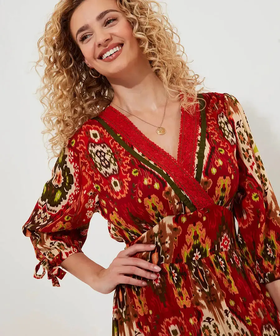 Joe Browns 16 Red Loretta Print Dress