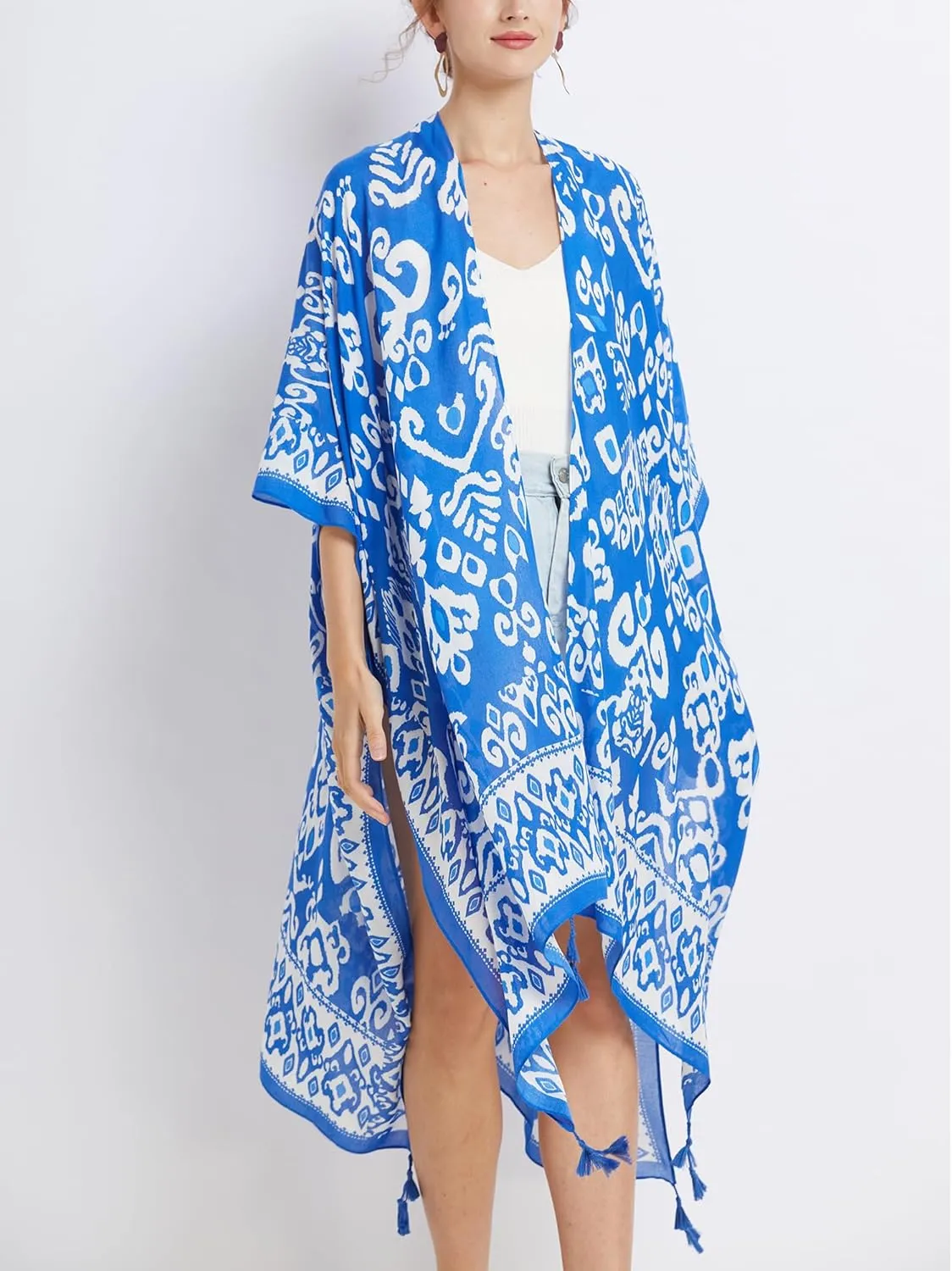 Kimonos for Women Casual Swimsuit Coverup Lightweight Boho Kimono Cardigans for Summer
