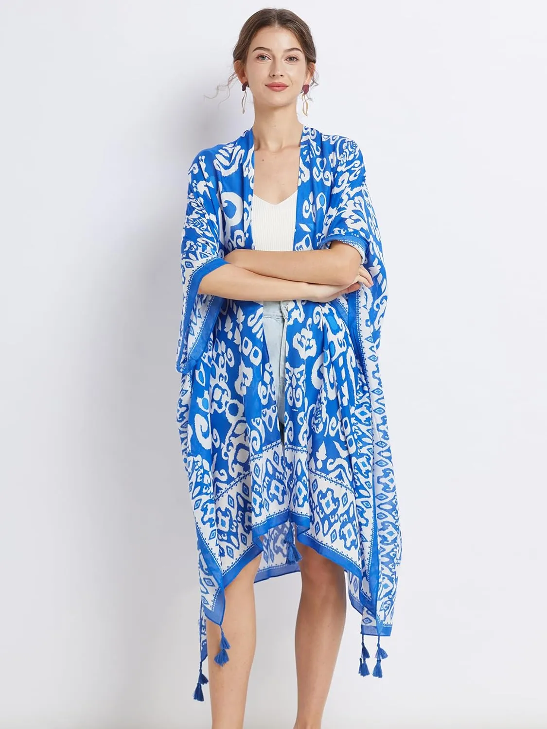 Kimonos for Women Casual Swimsuit Coverup Lightweight Boho Kimono Cardigans for Summer