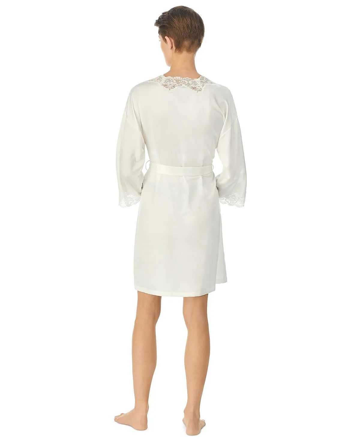Lauren Ralph Lauren satin lauren lingerie with lace trim, Lauren Ralph Lauren wrap robe multi