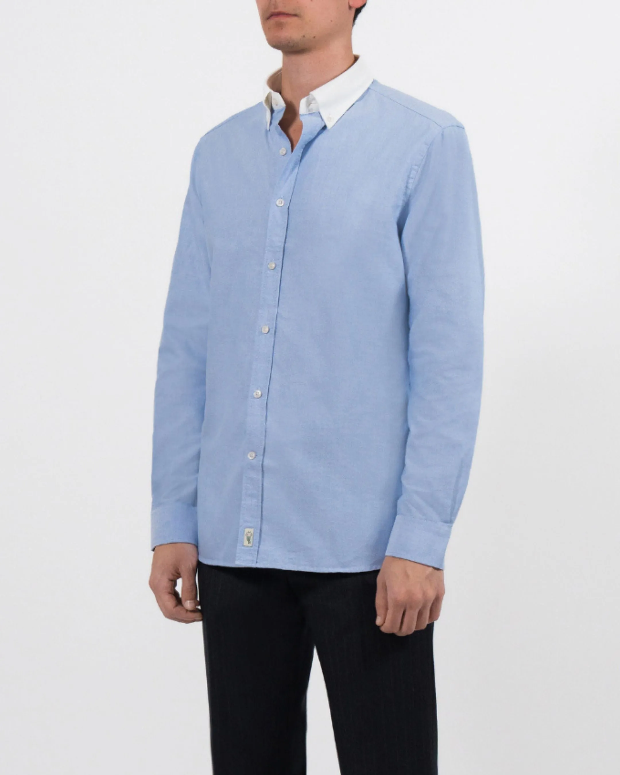 'Le Original' Blue Contrast Collar Oxford Shirt