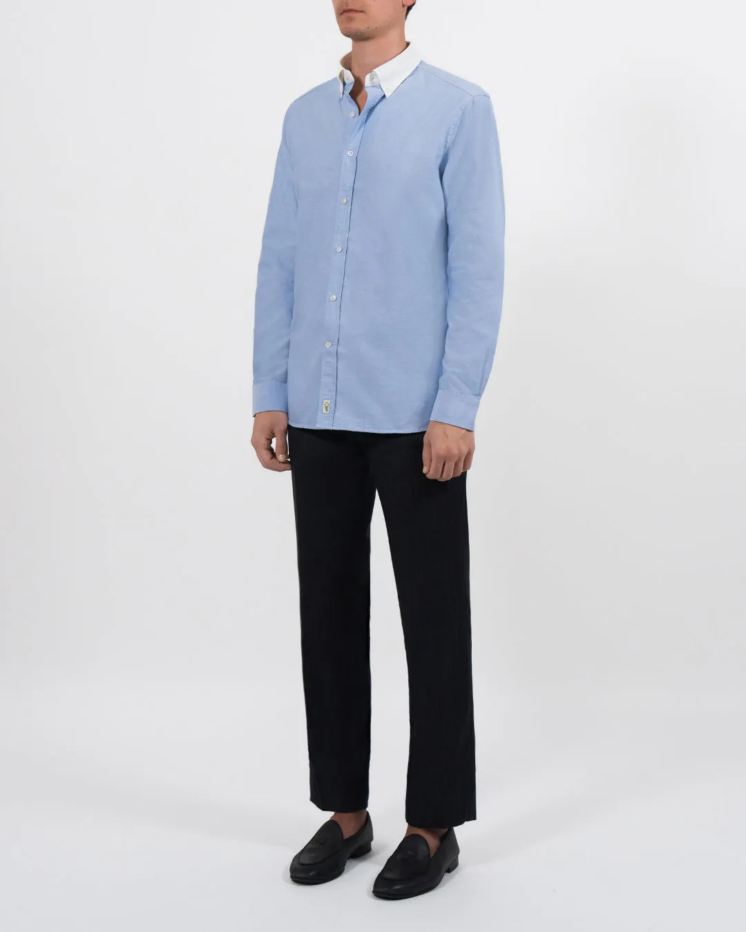 'Le Original' Blue Contrast Collar Oxford Shirt