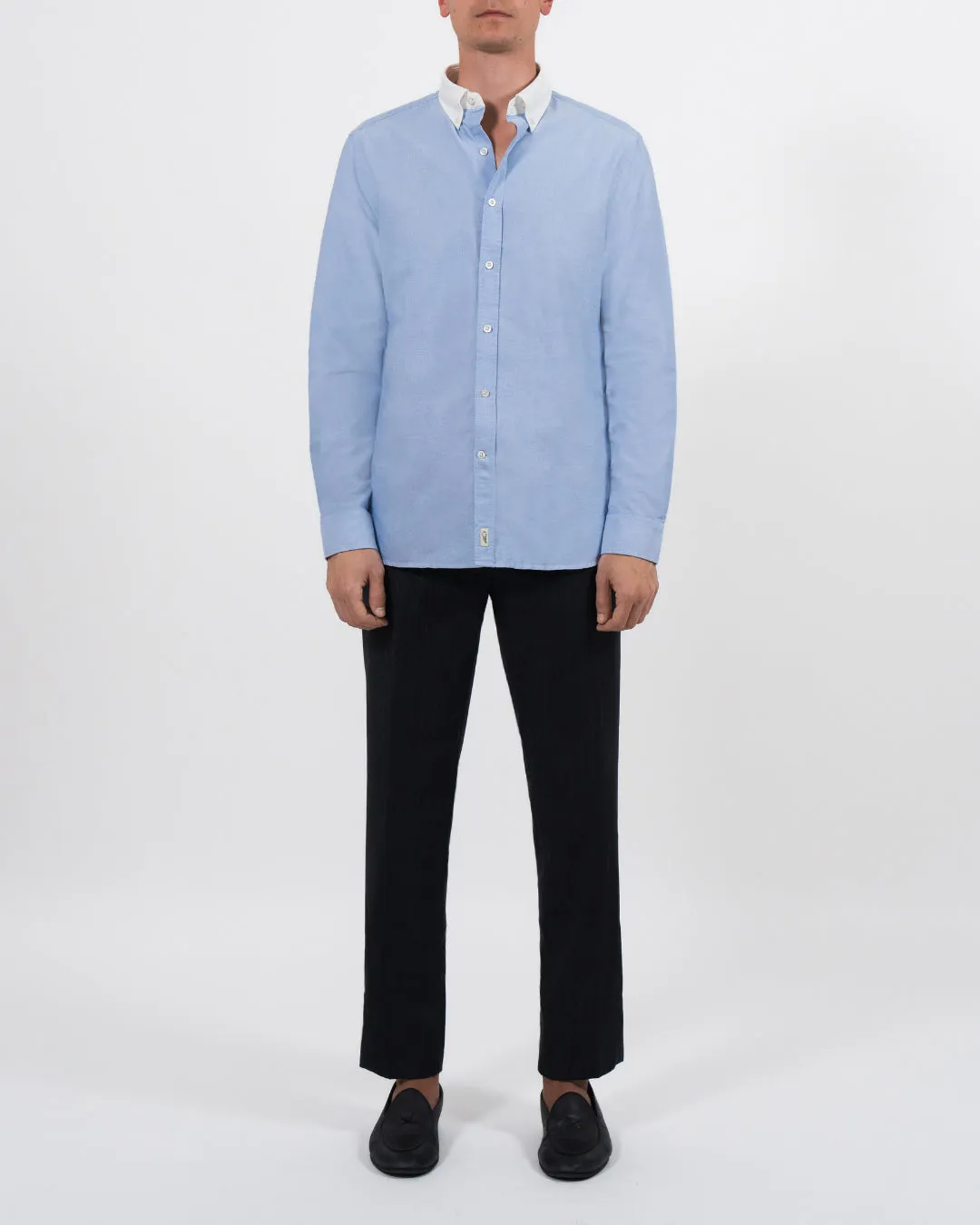 'Le Original' Blue Contrast Collar Oxford Shirt