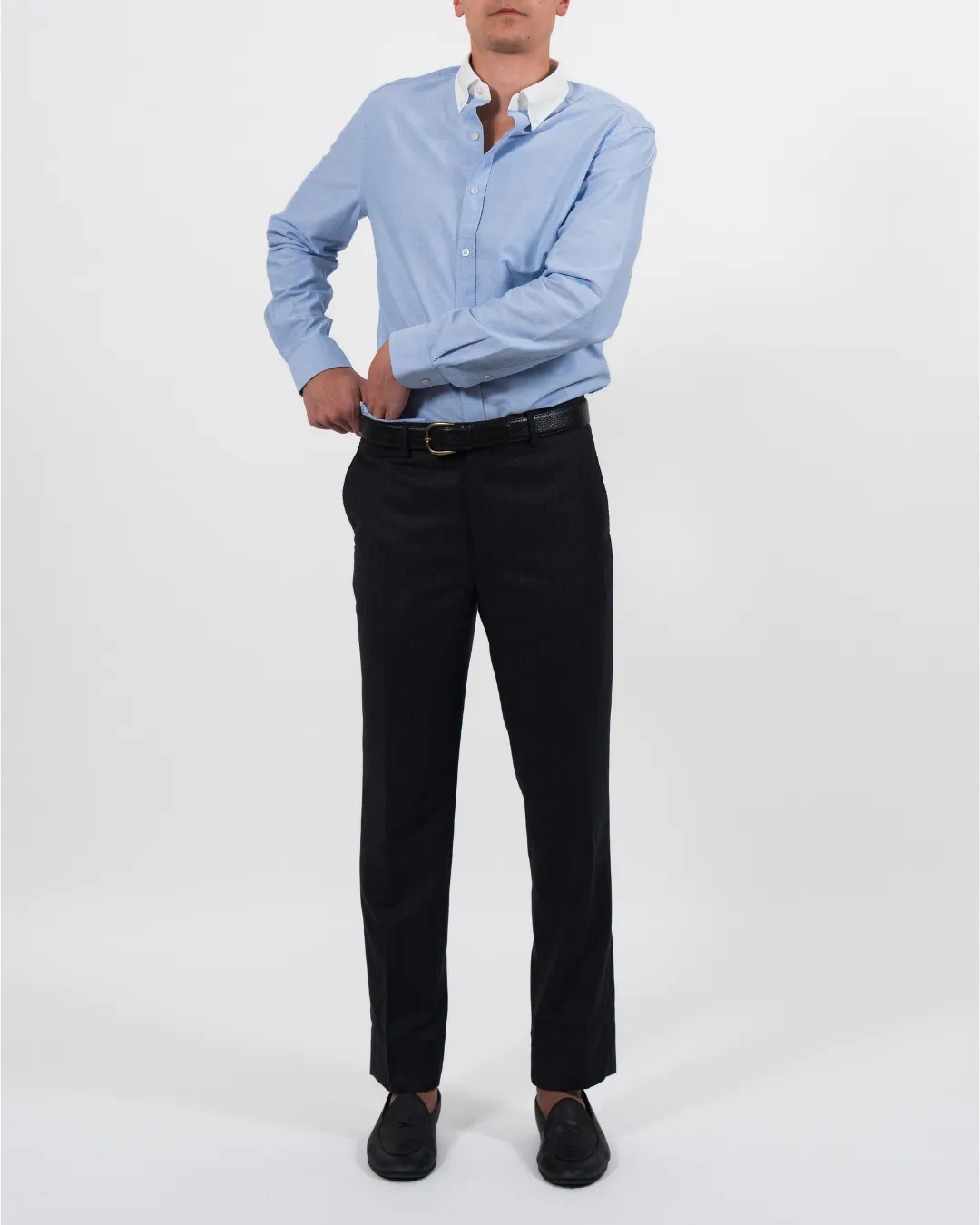 'Le Original' Blue Contrast Collar Oxford Shirt