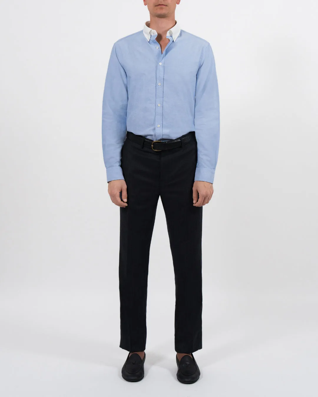 'Le Original' Blue Contrast Collar Oxford Shirt