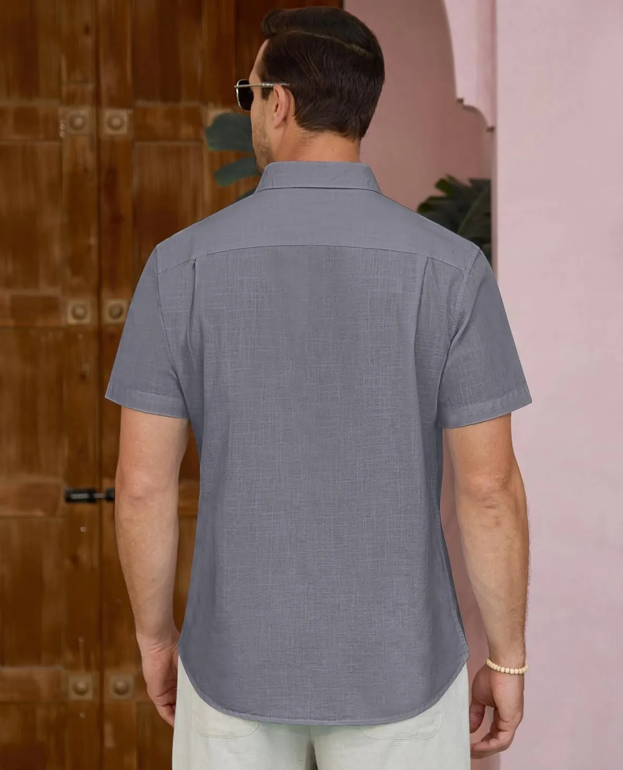 Linen Shirts for Men Short Sleeve Linen Button Down Shirts Hawaiian Shirt for Men Beach Shirts Summer Shirts