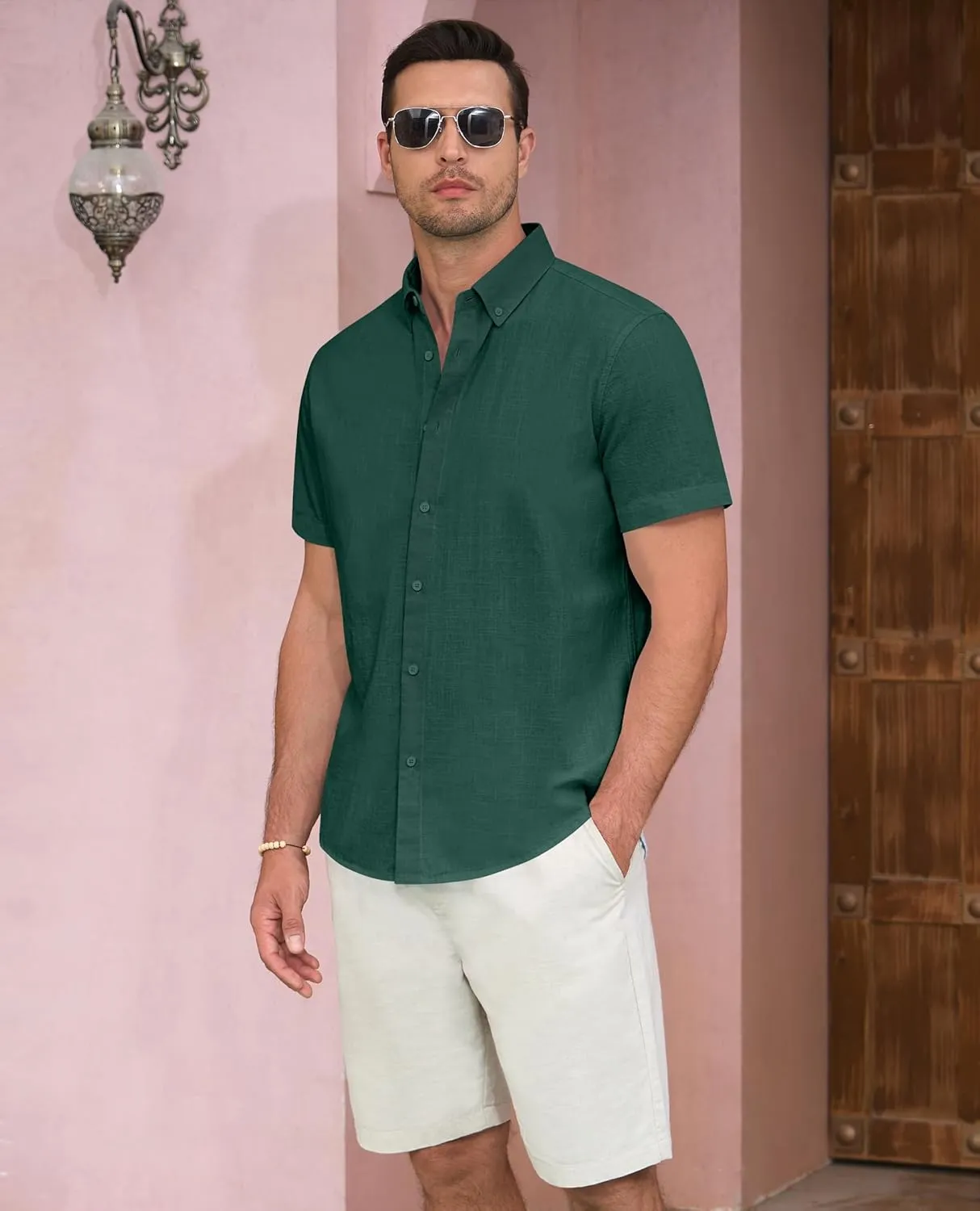 Linen Shirts for Men Short Sleeve Linen Button Down Shirts Hawaiian Shirt for Men Beach Shirts Summer Shirts