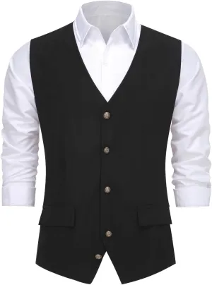 LMYOVE Mens Waistcoats Formal Wedding Waistcoat Solid Color Business Tuxedo Suit Vest