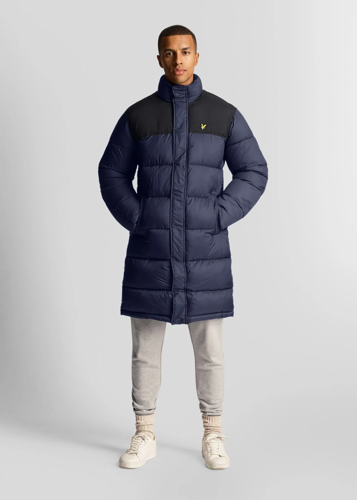 Longline wadded puffer - dark navy