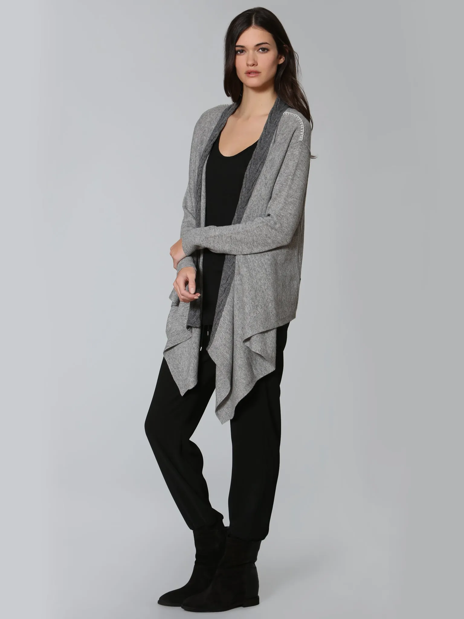 Luxe Cable Edge Cardigan - Grey