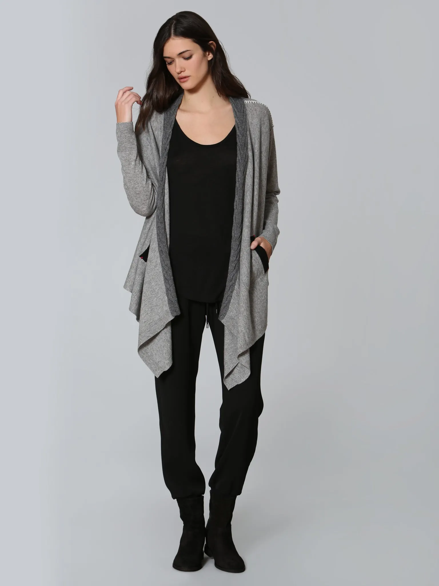 Luxe Cable Edge Cardigan - Grey
