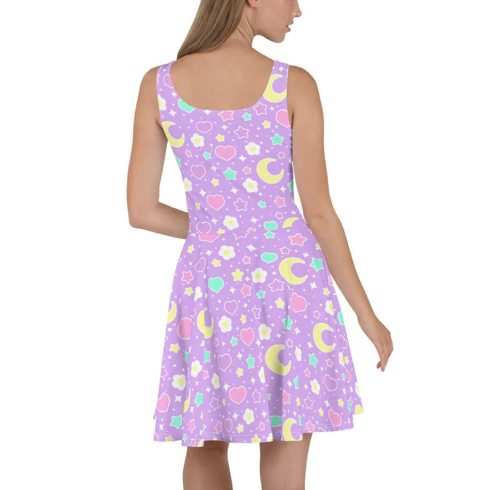 Magical Spring Purple Skater Dress