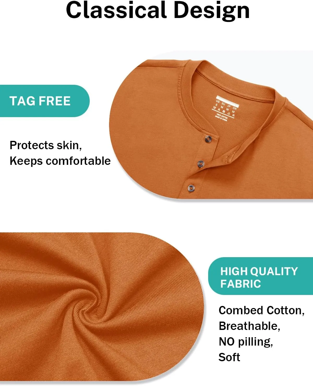 MAGNIVIT Men's Long Sleeve Henley Shirts Cotton 3-Button Spring Casual T-Shirts Solid Color Soft Basic Tops 2025