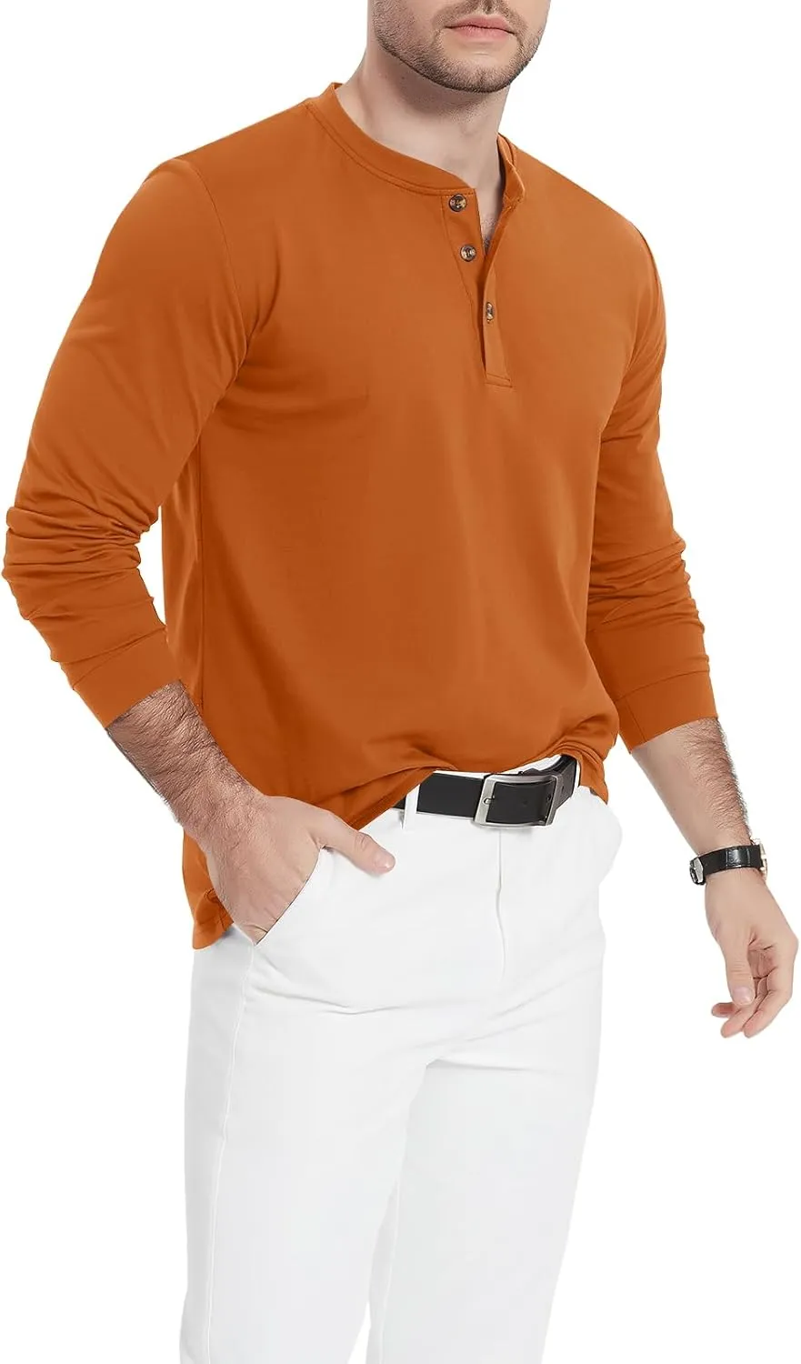 MAGNIVIT Men's Long Sleeve Henley Shirts Cotton 3-Button Spring Casual T-Shirts Solid Color Soft Basic Tops 2025