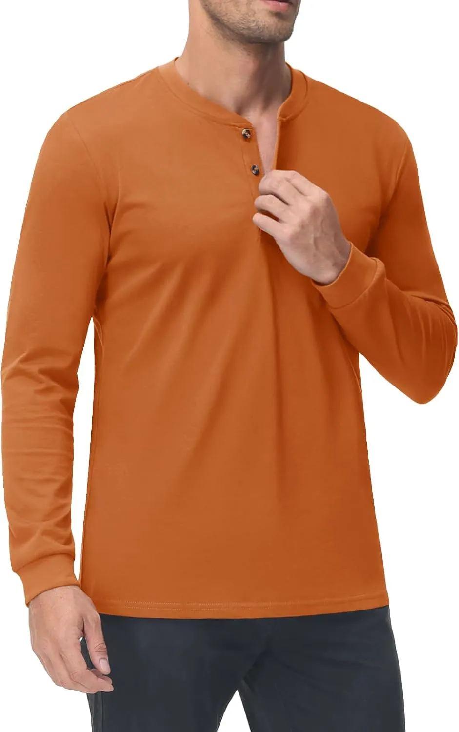 MAGNIVIT Men's Long Sleeve Henley Shirts Cotton 3-Button Spring Casual T-Shirts Solid Color Soft Basic Tops 2025