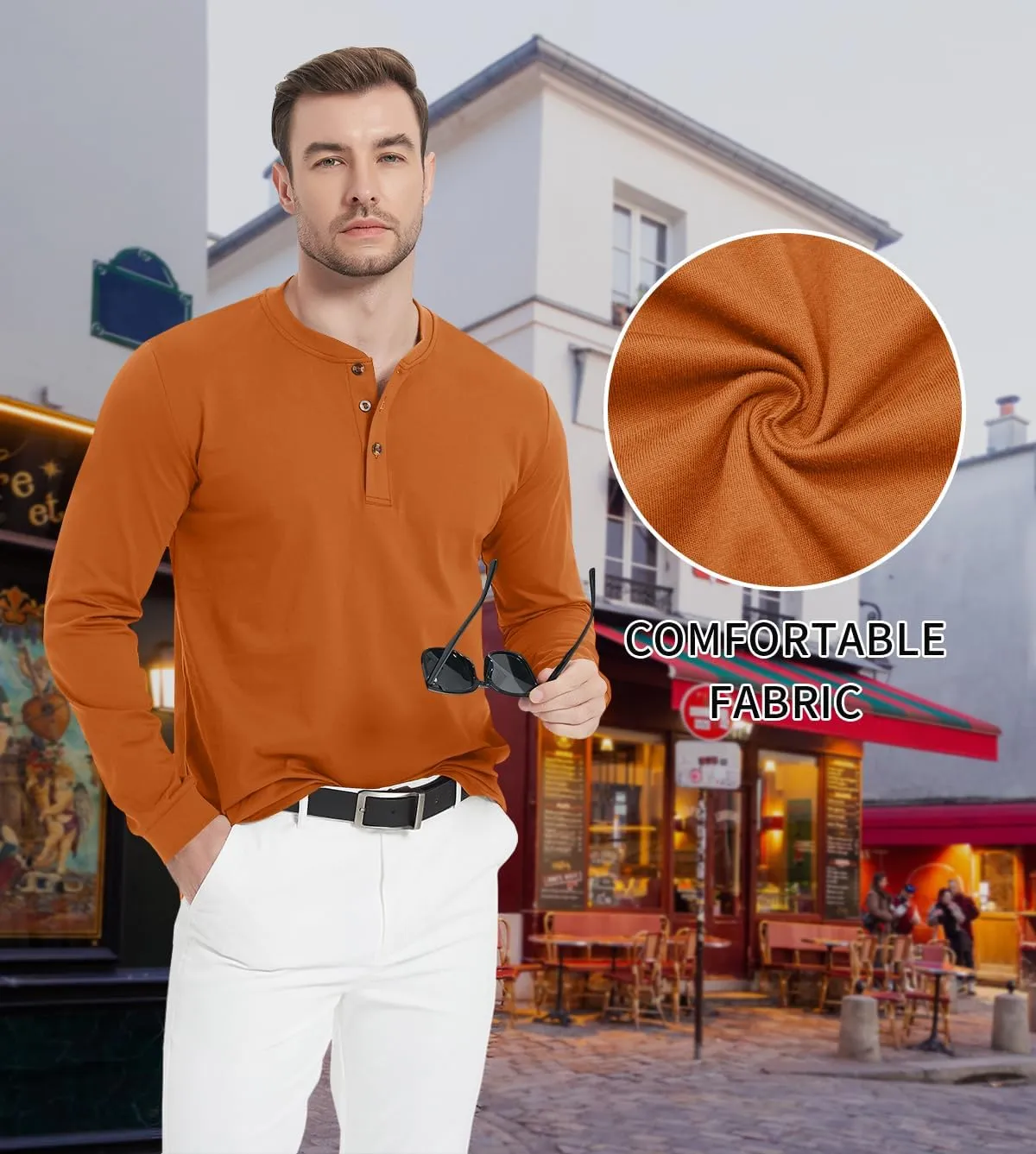 MAGNIVIT Men's Long Sleeve Henley Shirts Cotton 3-Button Spring Casual T-Shirts Solid Color Soft Basic Tops 2025