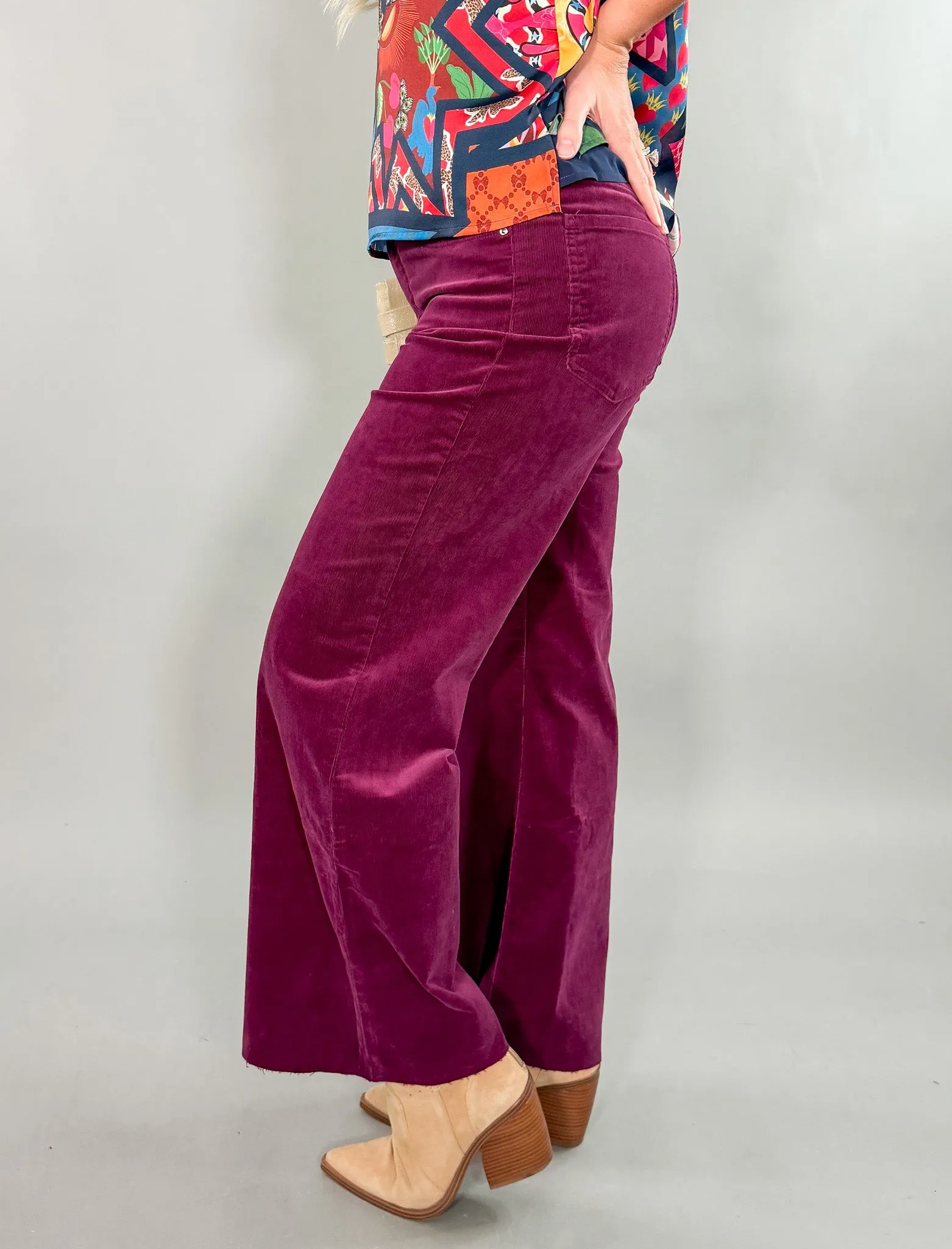 Meg Mulberry High Rise Wide Leg Corduroy Pants