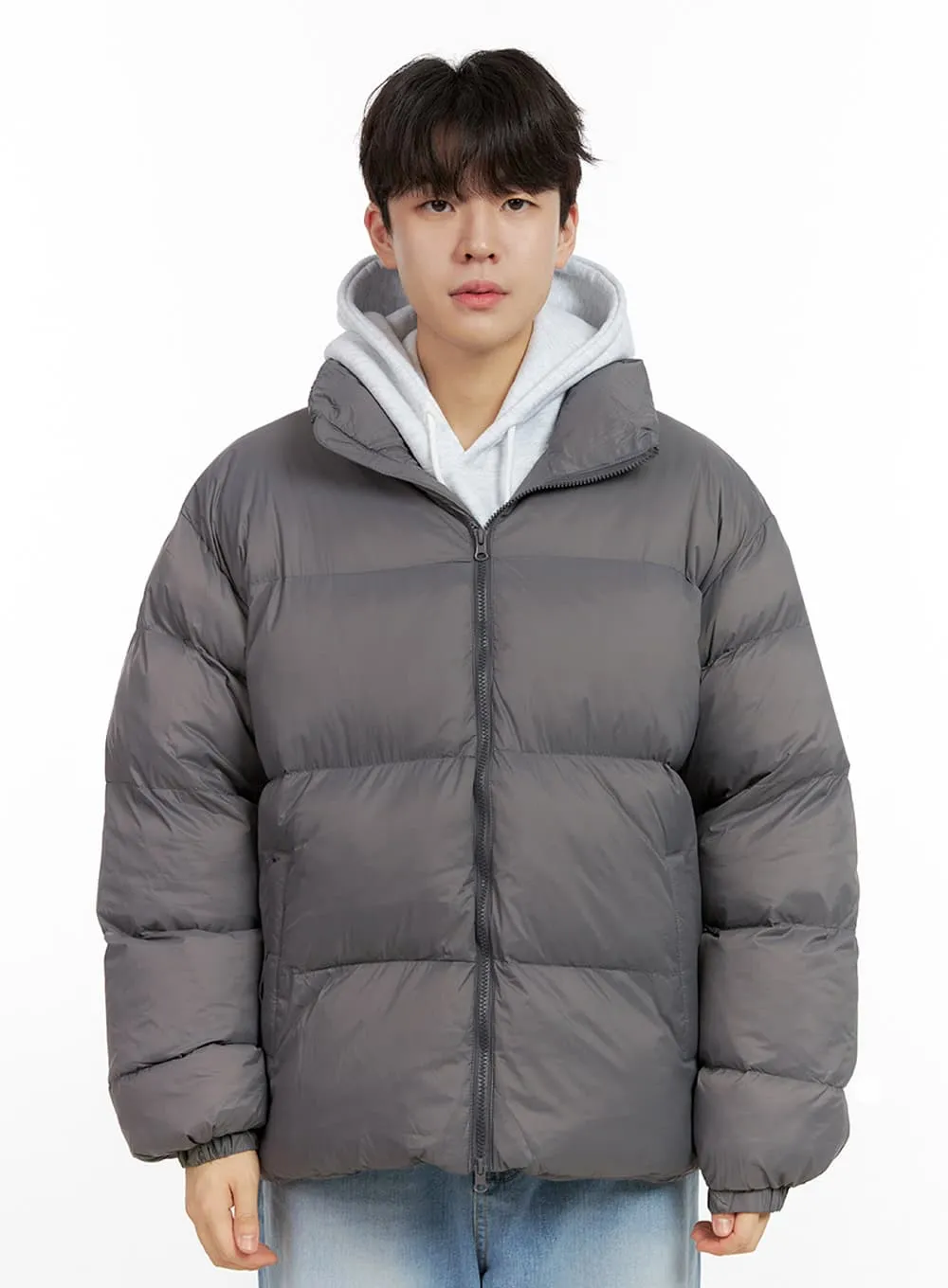 Men's Long Sleeve Nylon Puffer Coat IN422