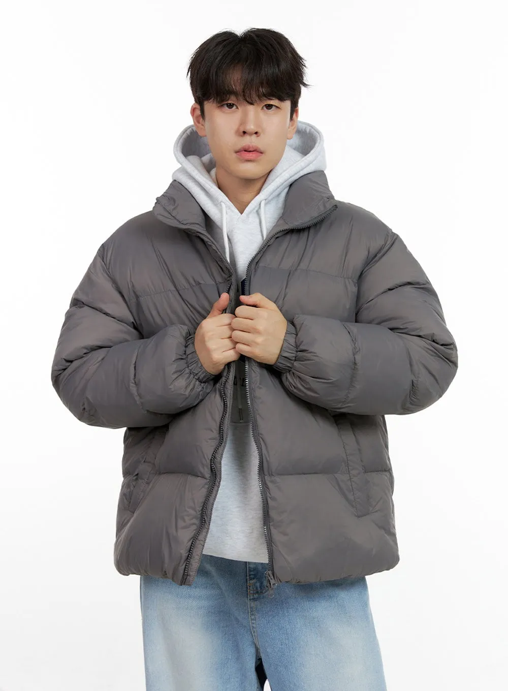 Men's Long Sleeve Nylon Puffer Coat IN422