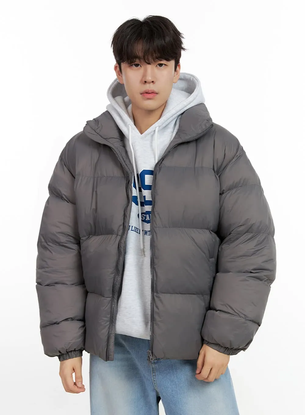 Men's Long Sleeve Nylon Puffer Coat IN422