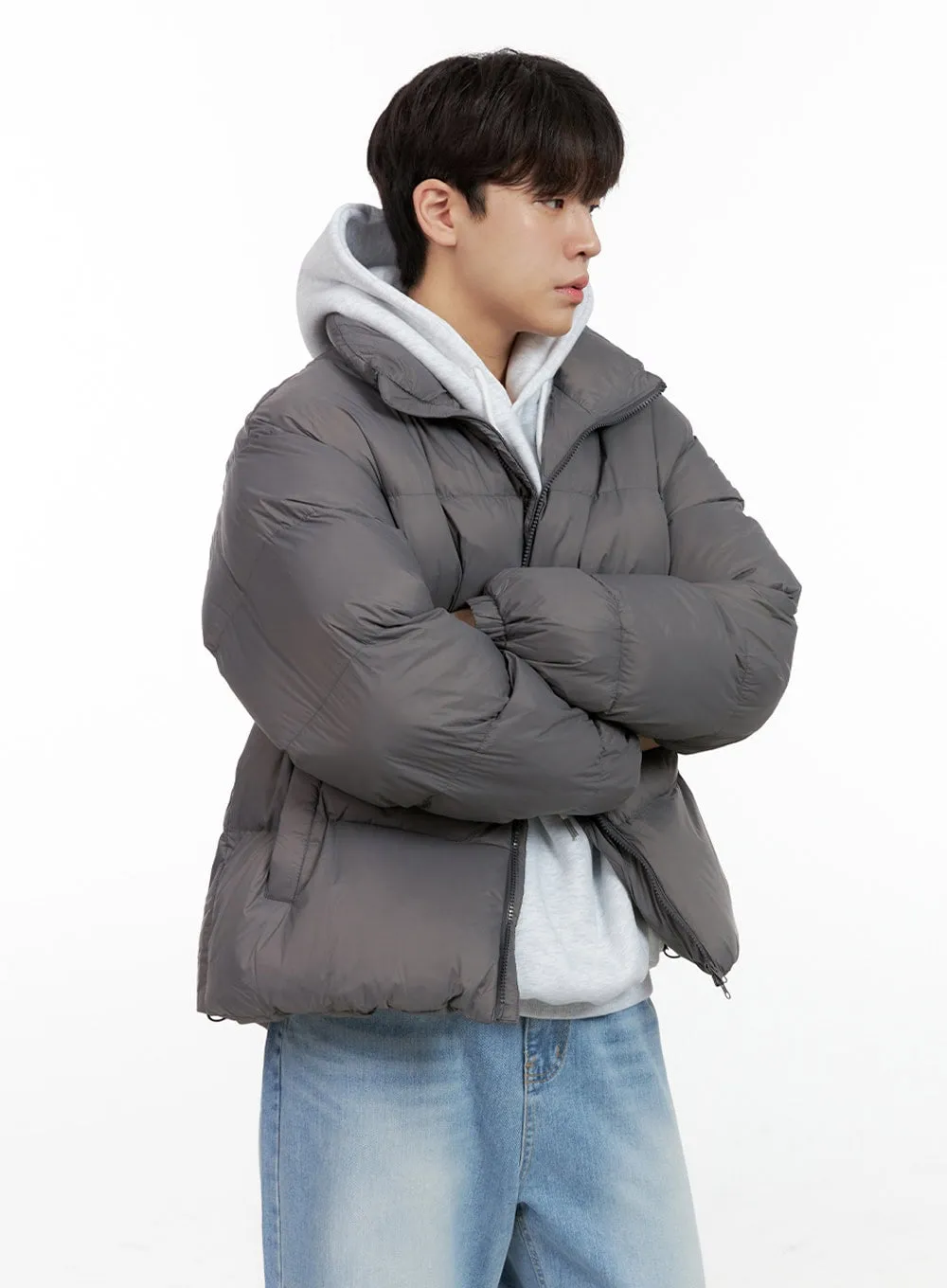 Men's Long Sleeve Nylon Puffer Coat IN422