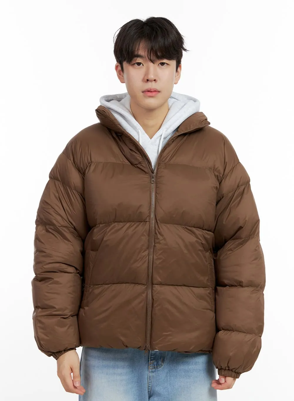 Men's Long Sleeve Nylon Puffer Coat IN422