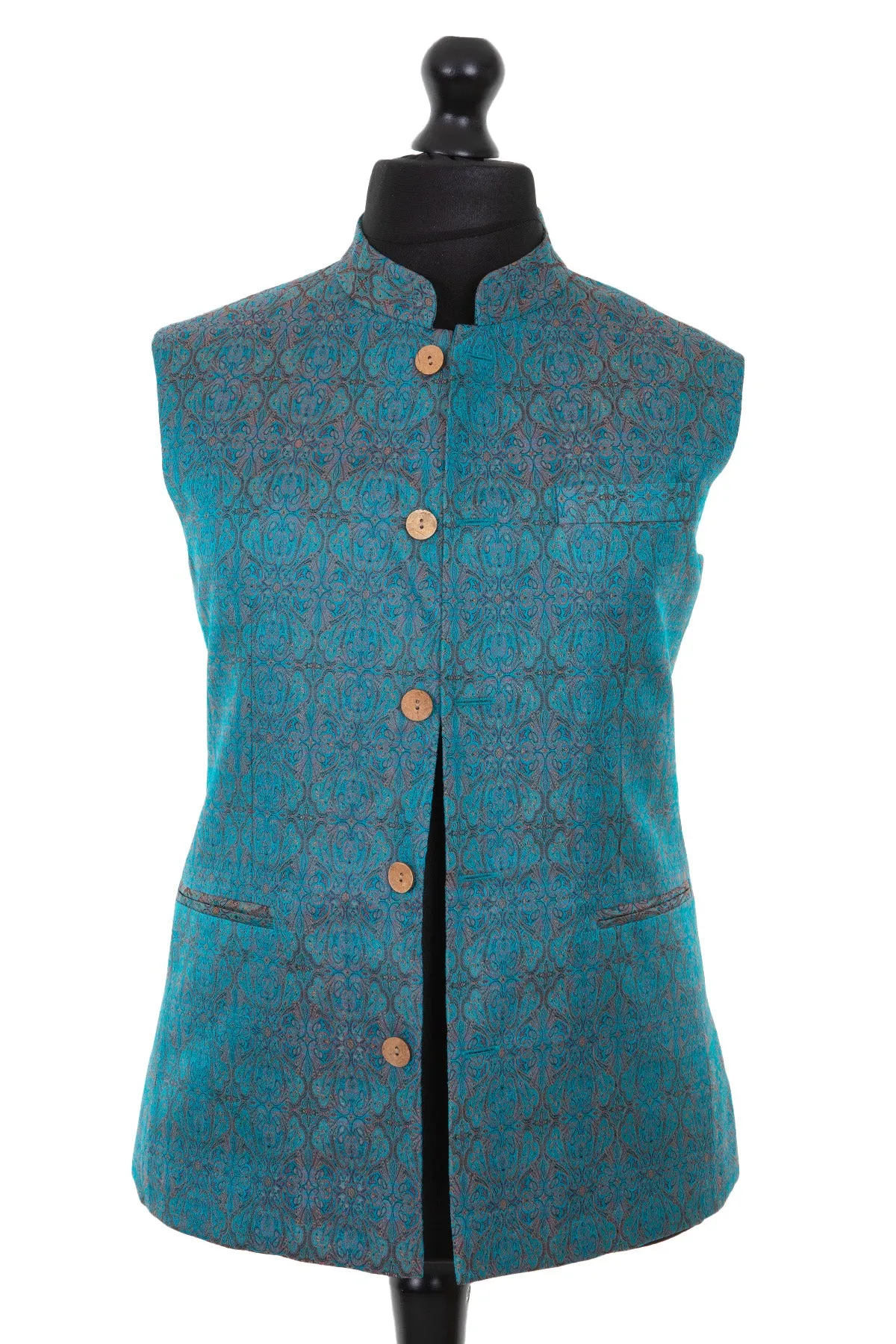 Mens Nehru Waistcoat in Royal Jacquard