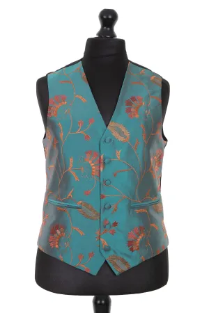 Mens Waistcoat in Aqua Teal
