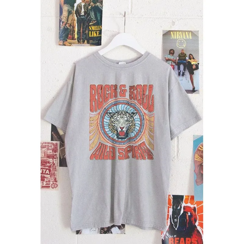 Mineral Washed Rock & Roll Tiger Graphic Tee