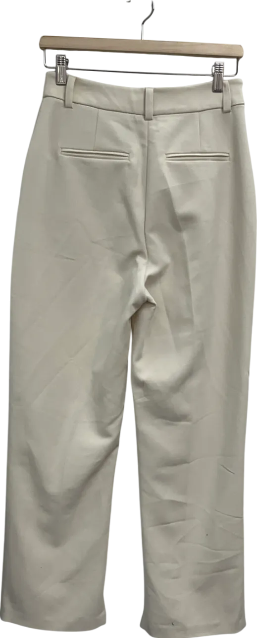 NA-KD Cream Straight Mid Waist Twill Suit Pants UK 10