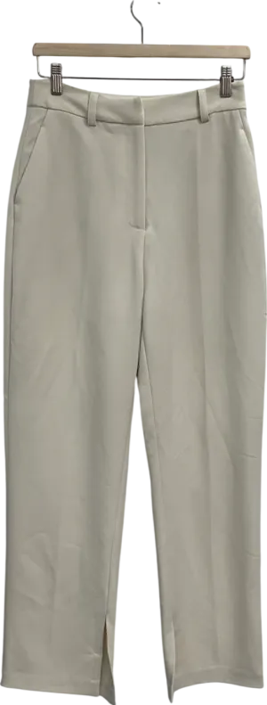 NA-KD Cream Straight Mid Waist Twill Suit Pants UK 10