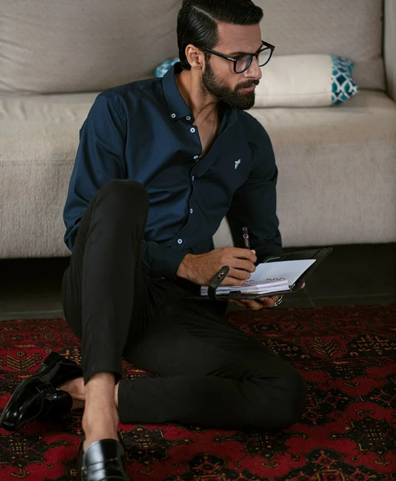 Navy button Down Shirt (Slim / Modern Fit)