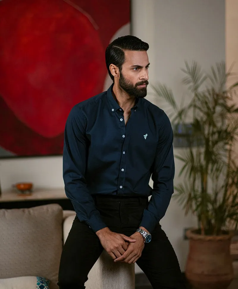 Navy button Down Shirt (Slim / Modern Fit)