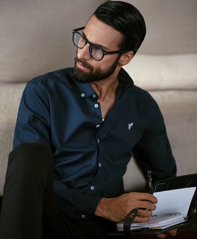 Navy button Down Shirt (Slim / Modern Fit)