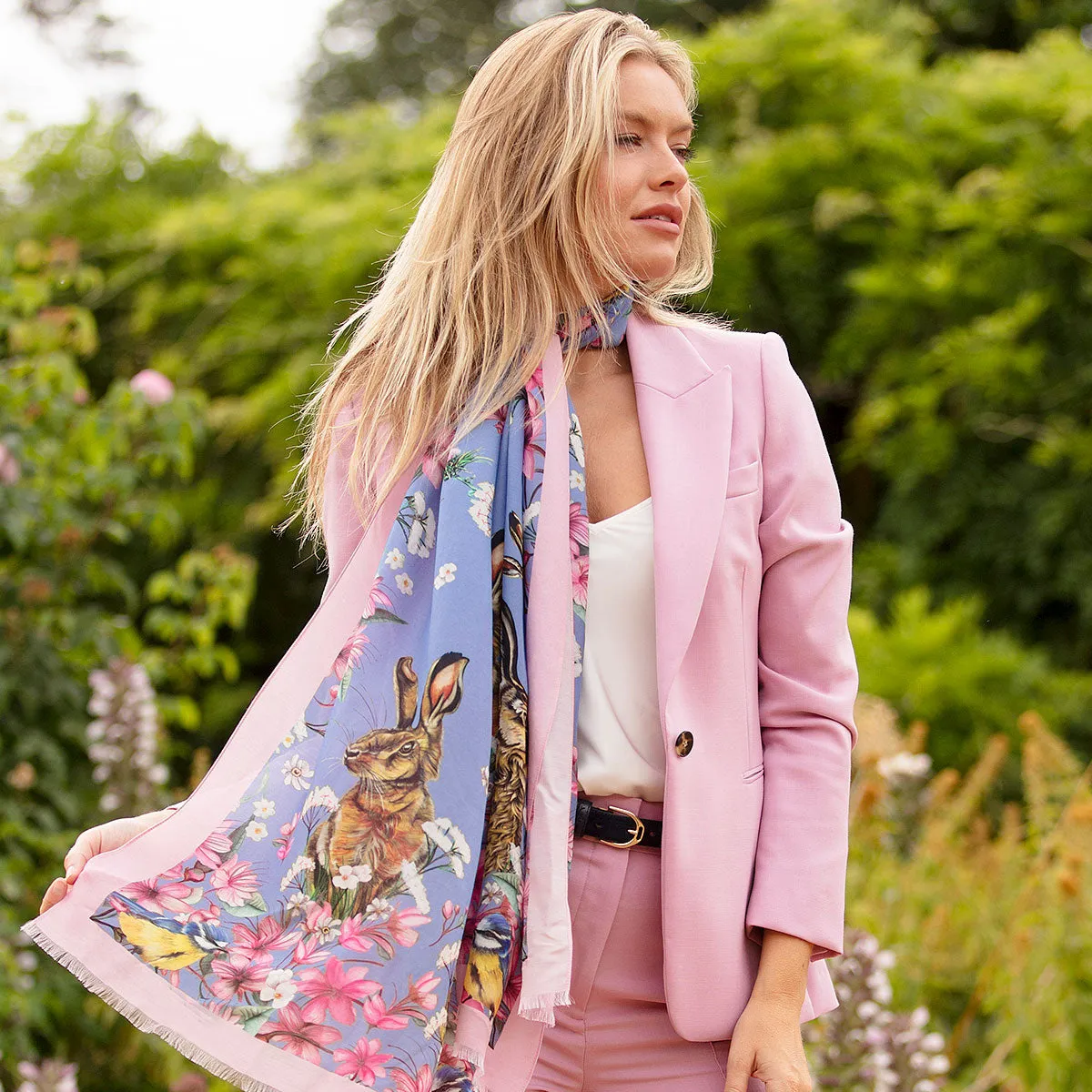 Oopsie Daisy Periwinkle Wool Silk Wrap