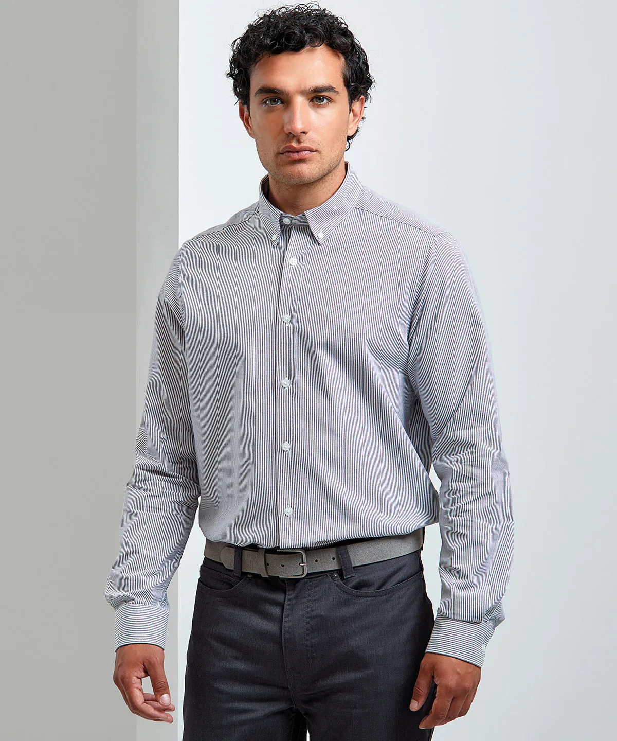 Oxford Blue - Cotton-rich Oxford stripes shirt